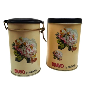 SET OF 2 BRAVO BY ASLANIS TIN BOXES FOR SUGAR AND COFFEE LIMITED EDITION GREECE - Picture 1 of 10