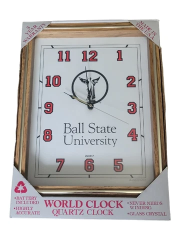 *New In Box* Vintage Ball State University World Clock Quartz Clock NCAA USA Cover