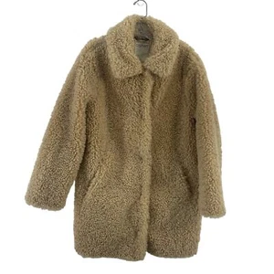 Esprit Beige Faux Shearling Midi Coat Snap Closures Size M Womens - Picture 1 of 4