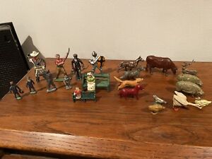 vintage lead metal farm animal and toy figures