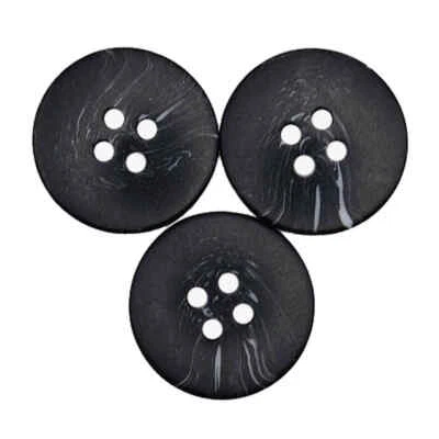 SATIN BLACK 4 HOLE BUTTONS Sizes 15mm and 18mm - Image 1 of 2