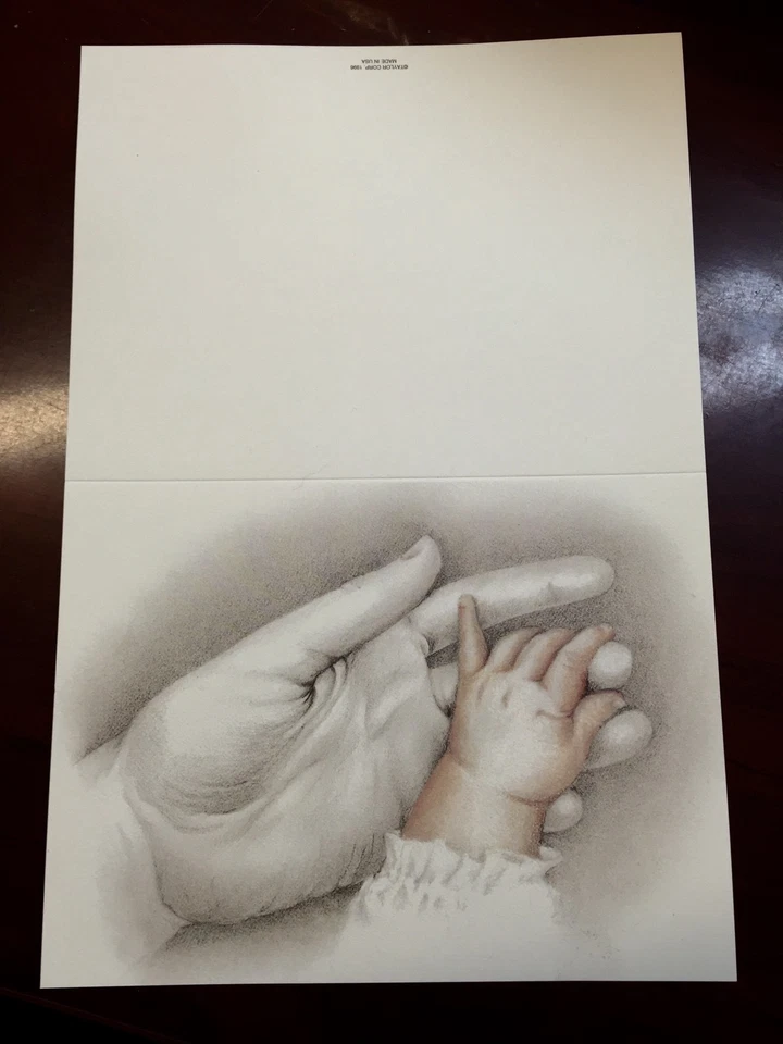 25 invitaciones de bautismo/bautizo crudo en blanco - mano del bebé  Foto 1 de 1