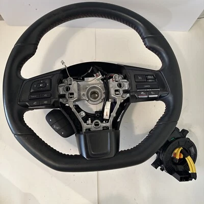 2019 SUBARU WRX STEERING WHEEL BLACK LEATHER PADDLE SHIFT RED STITCH FLAT OEM - Imagem 1 de 4