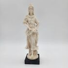 G. Ruggeri Woman With Flowers 8.5" Alabaster Statue On Marble Base