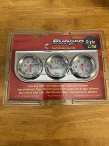 Sunpro Style Line CP8208 Triple 2” Guage Kit~Oil Pressure, Water/Oil Temp & Volt - Foto 1 di 2