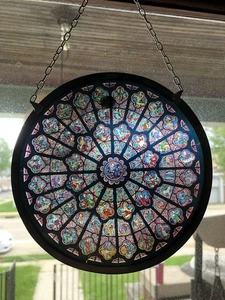 RARE Glassmasters Stained Glass Madonna w/Child & Disciples Suncatcher w/Chain - Picture 1 of 12