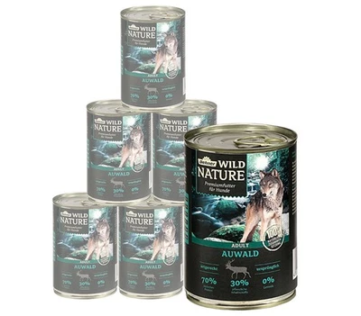 Hundefutter Nassfutter Auwald Adult getreidefrei Wild 6 x 400 g Dose, Dehner - Bild 1 von 4