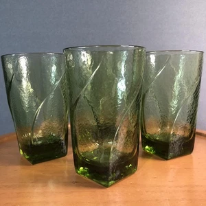 VTG 60s Hazel Atlas Pebblestone Leaf Tumblers 10oz Set of 4 Glasses Drinkware - Picture 1 of 10