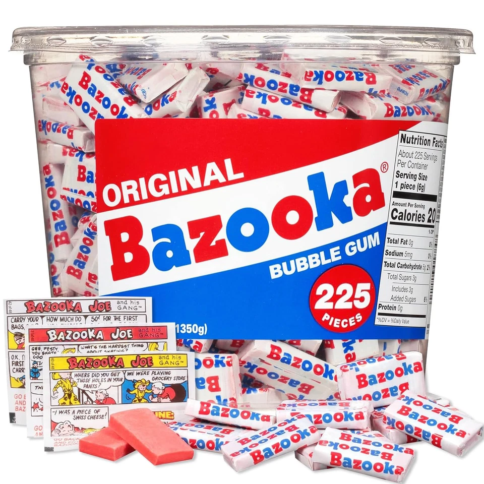 Bazooka Bubble Gum Bulk, Caramelo de Navidad a Granel, 225 unidades Tina de Chicle Indi Foto 1 de 4
