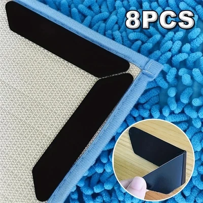 16/8pcs Carpet Grippers Washable Reusable Anti Curling Pad Floor Mat Stickers - Image 1 of 4