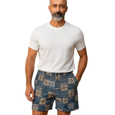 Bañador corto Islander verde tostado floral playa vacaciones tropical talla XL Foto 1 de 4