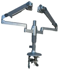 HumanScale Dual Monitor Arms 12" High Post Aluminum/Silver - Afbeelding 1 van 22
