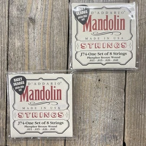 2 Sets of Daddario Mandolin Strings J74 Phosphor Bronze Wound (.011-.040) USA - Picture 1 of 5