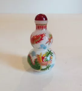 Chinese QING DYNASTY Peking Glass Snuff Bottle, Enamel Dragon - Picture 1 of 9