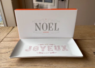 Le Creuset Noel Collection 11 in Joyeux Hostess Decals Tray White Red NIB - Image 1 of 4