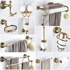 Antique Brass Carved Bathroom Accessories Set Bath Hardware Towel Bar szh115