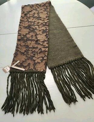 Bufanda Nordstrom, Lana, Algodón, Poli Flecos Piedra Oliva Nueva con Etiquetas Hecha en Italia Foto 1 de 4