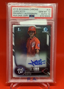 2016 Bowman Chrome Prospects Juan Soto Auto PSA 10/10 GEM 1st Bowman