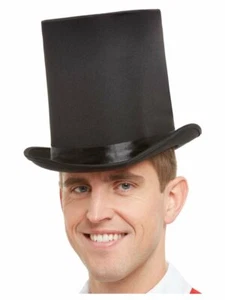 LINCOLN GENTLEMAN VICTORIAN DICKENS COSTUME TALL TOP HAT STOVE PIPE BLACK DELUXE - Picture 1 of 1