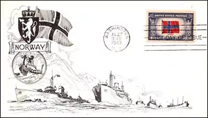 Scott 911 5 centesimi Norway Day Lowry FDC pianta non vestita 911-15 - Foto 1 di 2