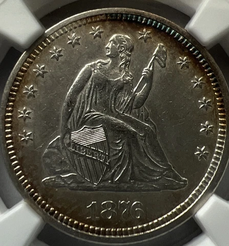 1876 P Seated Liberty Quarter PCGS AU50 25C Cover