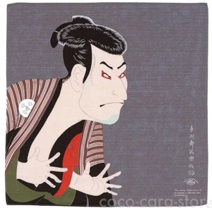 Japanese Furoshiki Cotton Wrapping Cloth, 48cm, Sharaku, Kabuki-Otani Oniji_f003 - Picture 1 of 5