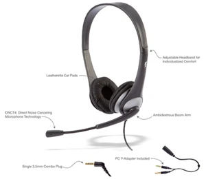 CYBER ACOUSTICS AC-204 Stereo Headphones with PC Y-Adapter - Picture 1 of 1