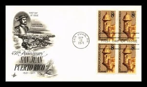 US COVER SAN JUAN PUERTO RICO 450TH ANNIVERSARY FDC SCOTT 1437 BLOCK OF 4 - Imagen 1 de 2