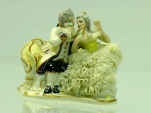 Antique Wallendorf Lace Figure Group Attentions - Picture 1 of 4