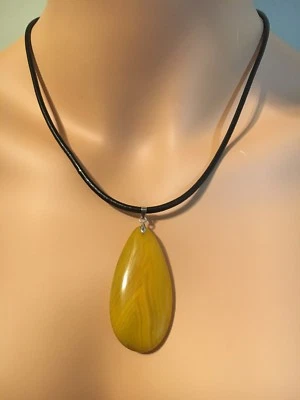 Hermoso Collar Colgante de Ágata en Cordón de Cuero 18" en Bolsa con Caja de Regalo Foto 1 de 4