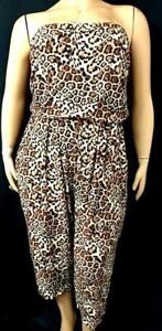 J for Justify brown animal print spandex stretch sleeveless jumpsuit 2X