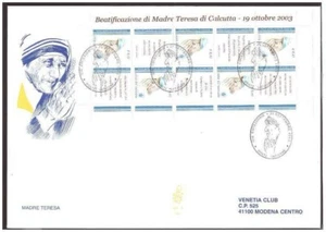 FDC Venetia Club Vatican 2003 - Mother Teresa Bf Viaggiata - Picture 1 of 1