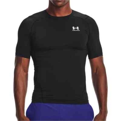 Under Armour HeatGear Armour Mens Compression Top Black Short Sleeve Gym T-Shirt - Image 1 of 4