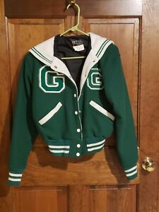 Vintage Butwin Womens Letterman's Varsity Jacket Green/White Size M
