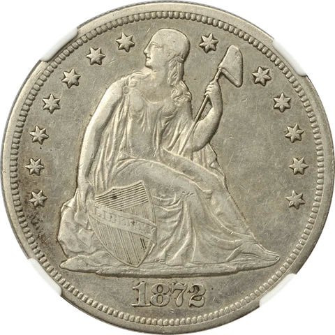 1872-CC Liberty Seated Dollar $1, NGC XF-45 - Light Golden Toning Cover