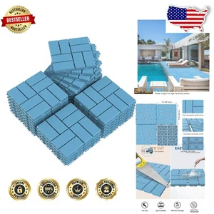 Lightweight Blue Waterproof Interlocking Deck Tiles - Perfect for Patios & Pools - Picture 1 of 9