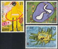 Ireland 1979 IYC/Children's Painting/Art/Swans/Birds/Flowers 3v set (n29092)