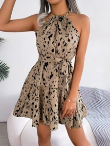 Cayenave Leopardenmuster Rüschen Swing Kleid Sommermode Strandkleider Damen - Bild 1 von 7