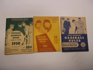 3-0FFICIAL BASEBALL RULES BOOKLETS 1950-1951-1953 - Picture 1 of 2