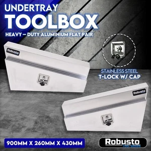 Pair of Undertray Tool Boxes Aluminium Under Tray Underbody Toolbox UTE 900mm - Picture 1 of 10