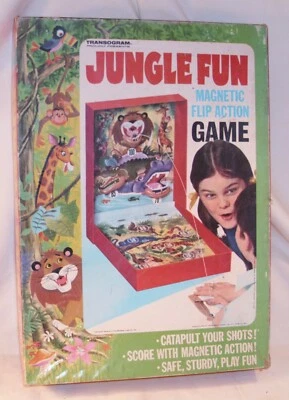 TRANSOGRAM JUNGLE FUN MAGNETIC FLIP ACTION TARGET GAME 1968 BOXED - Image 1 of 2