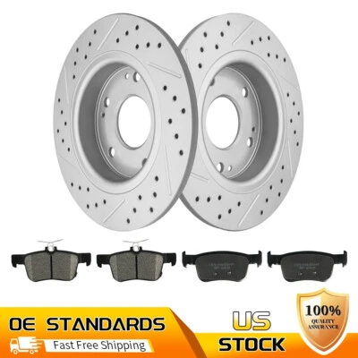 Rear For 2016 - 2024 Honda Civic Brake Disc Rotors Ceramic Brake pads - Image 1 of 4