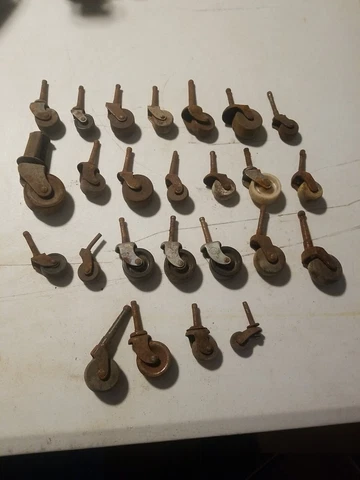 Vintage Antique Furniture Swivel Wheel Caster LOT of 25 Wood Metal Plastic Wheel Cover