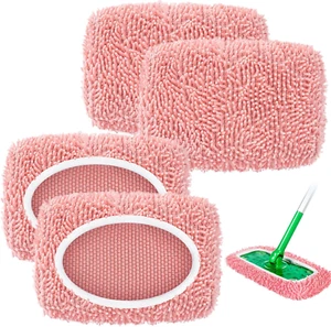 Confezione 4 Tamponi Scopa Riutilizzabili per Spazzatrice Swiffer, Microfibra Ciniglia Lavabile - Foto 1 di 12