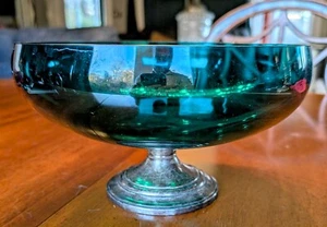 GORHAM CONSOLE BOWL TEAL GREEN STERLING SCREWOFF BASE. Some Condition Issues. - Picture 1 of 10