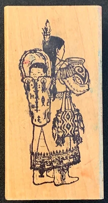 Резиновый штамп Acey Deucy Papoose Native American Indian Southwest Mother Baby - Изображение 1 из 3