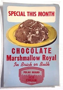 Vintage Chocolate Marshmallow Roya Ice Cream Werbeschild / Poster / Lithographie - Bild 1 von 1