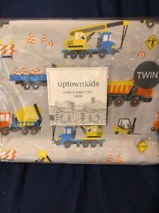 Uptown kids Twin Construction Vehicles 3 piece set New