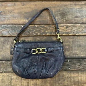Vintage Coach Leder Mini Handtasche dunkellila Handgelenktasche 8x5,5 Y2K - Bild 1 von 11
