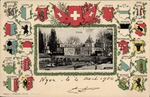 Ak Nyon Kanton Waadt, Schweizer Wappen, von L. Ascher, Zürich - 4918417 - Bild 1 von 2